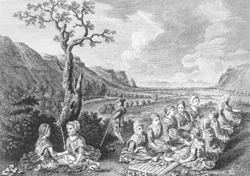 Femmes au moulin et au Luaghad avec vue de Talyskir, extrait de 